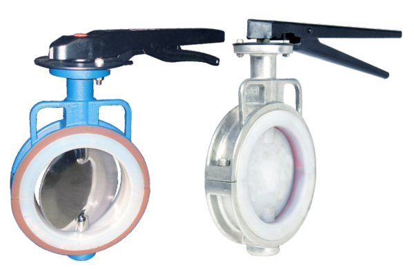 FEP PFA Lined & Teflon Muffler Butterfly Valve 1